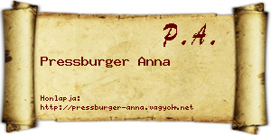 Pressburger Anna névjegykártya